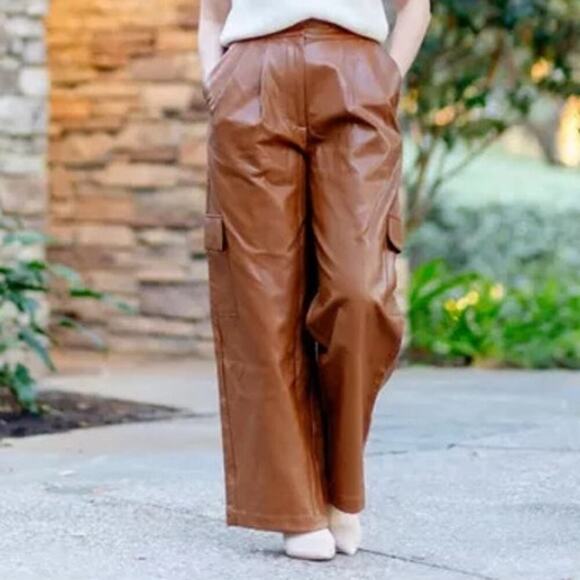 Anthropologie TwentySixHundred Faux Leather Utility Cargo Pants Size 12 NEW - Picture 1 of 11